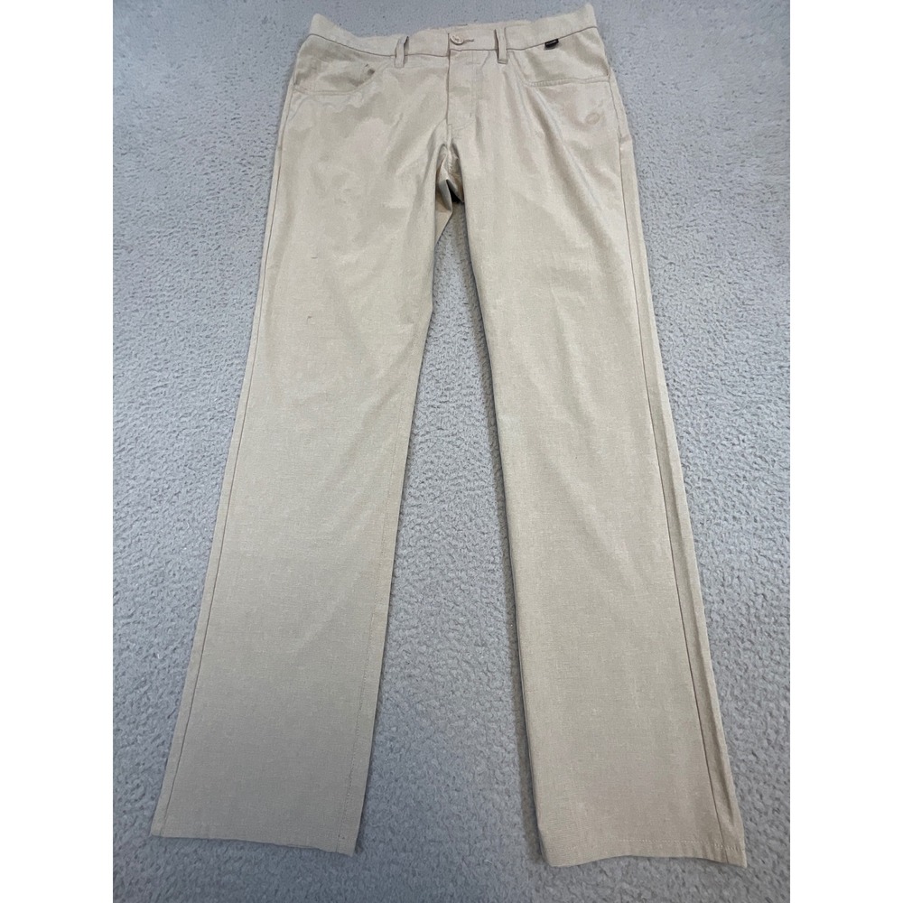 Travis Mathew Performance Golf Pants Mens 34 Beige Good Stretch Straight Leg